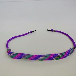 Cotton Stripe Nylon Eyeglasses Cord (Purple)